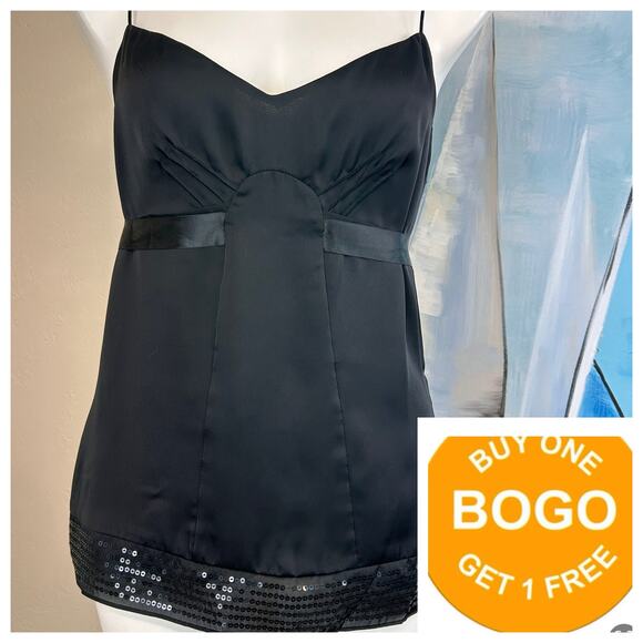 Ann Taylor Loft Camisole black satin with sequin trim
Size 8 NWOT - Picture 1 of 10